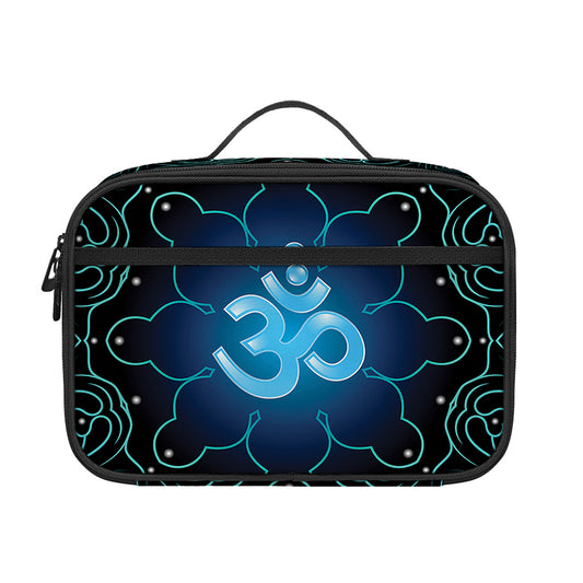 Blue Om Mandala Print Portable Lunch Bag