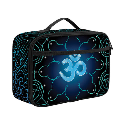 Blue Om Mandala Print Portable Lunch Bag