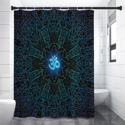 Blue Om Mandala Print Premium Shower Curtain
