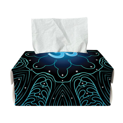 Blue Om Mandala Print Rectangle Tissue Box Cover