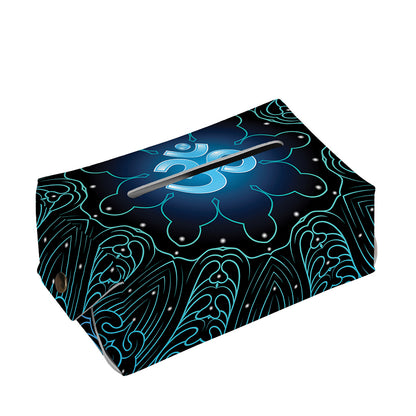 Blue Om Mandala Print Rectangle Tissue Box Cover