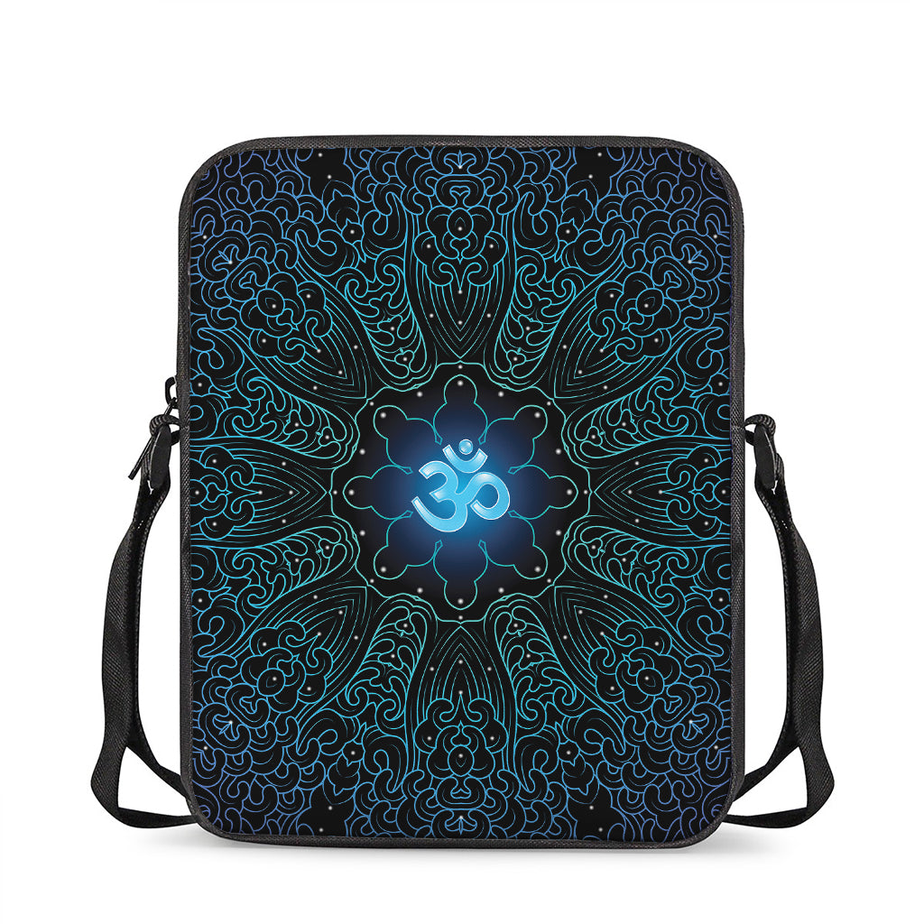 Blue Om Mandala Print Rectangular Crossbody Bag