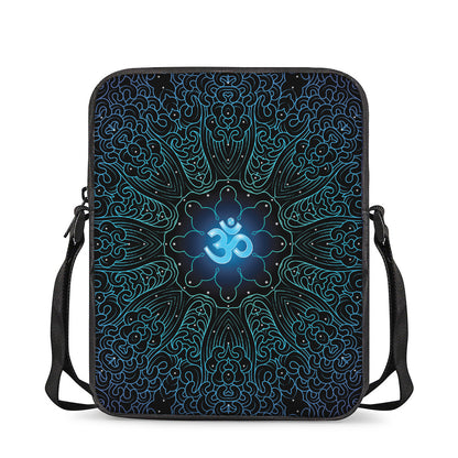 Blue Om Mandala Print Rectangular Crossbody Bag