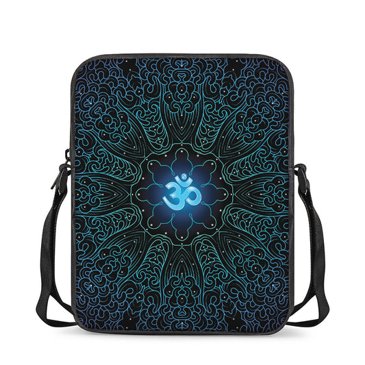 Blue Om Mandala Print Rectangular Crossbody Bag