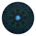 Blue Om Mandala Print Round Blanket