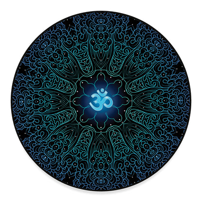 Blue Om Mandala Print Round Floor Mat
