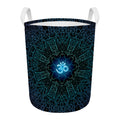 Blue Om Mandala Print Round Laundry Basket
