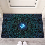 Blue Om Mandala Print Rubber Doormat