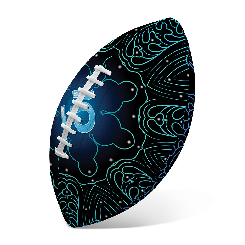 Blue Om Mandala Print Rugby Ball