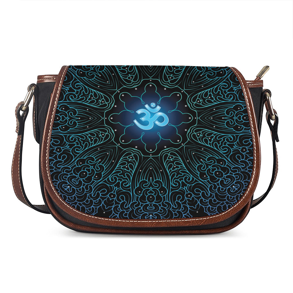 Blue Om Mandala Print Saddle Bag