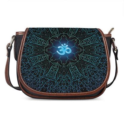 Blue Om Mandala Print Saddle Bag