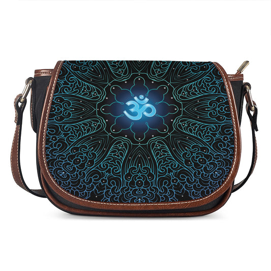 Blue Om Mandala Print Saddle Bag