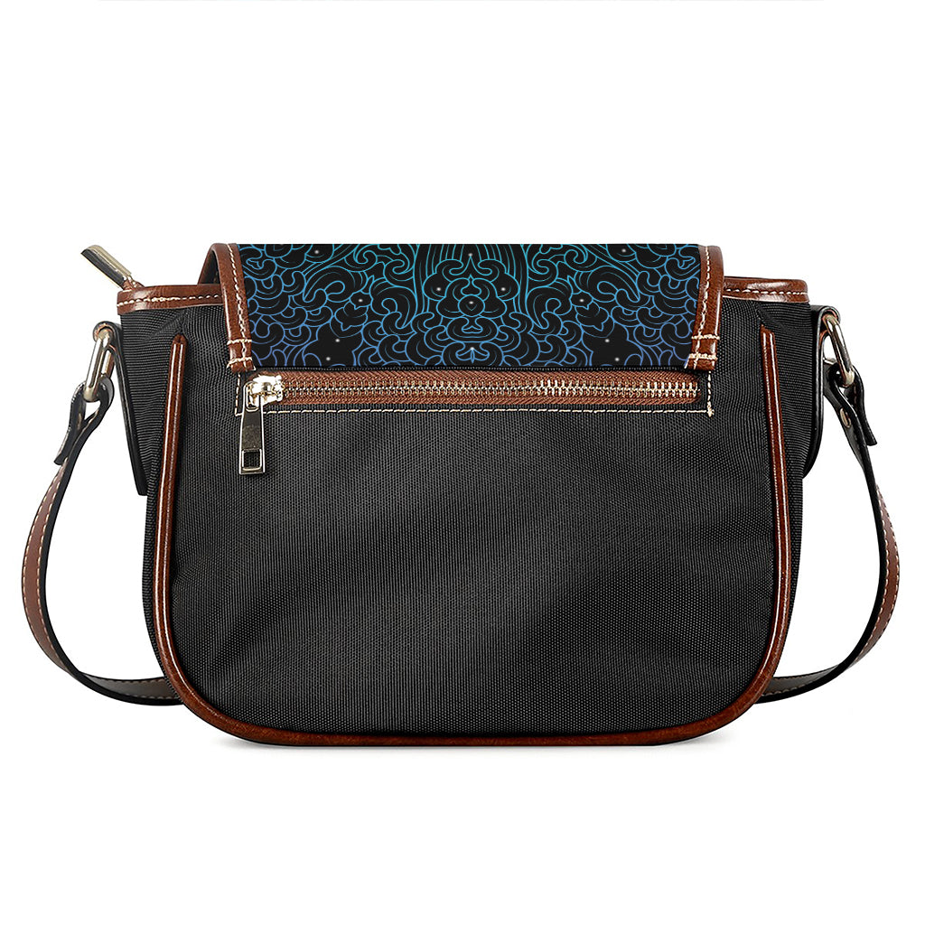Blue Om Mandala Print Saddle Bag
