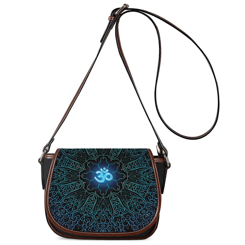 Blue Om Mandala Print Saddle Bag