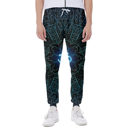 Blue Om Mandala Print Scuba Joggers