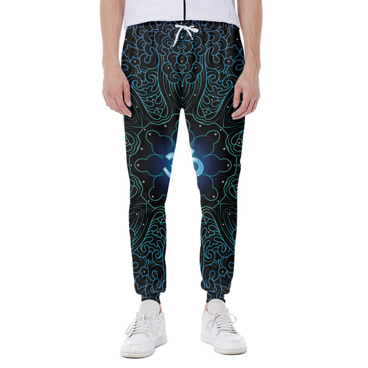 Blue Om Mandala Print Scuba Joggers