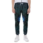 Blue Om Mandala Print Scuba Joggers