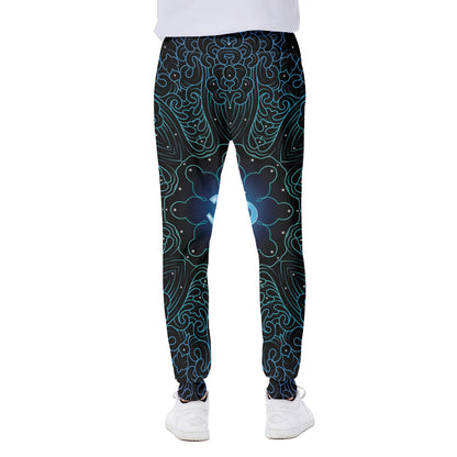 Blue Om Mandala Print Scuba Joggers