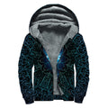 Blue Om Mandala Print Sherpa Lined Zip Up Hoodie