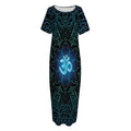Blue Om Mandala Print Short Sleeve Long Nightdress