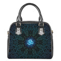 Blue Om Mandala Print Shoulder Handbag
