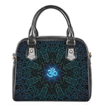 Blue Om Mandala Print Shoulder Handbag