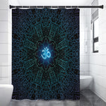 Blue Om Mandala Print Shower Curtain