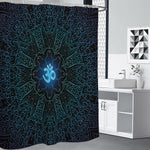 Blue Om Mandala Print Shower Curtain