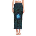 Blue Om Mandala Print Side Slit Maxi Skirt