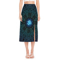 Blue Om Mandala Print Side Slit Midi Skirt