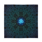 Blue Om Mandala Print Silk Bandana