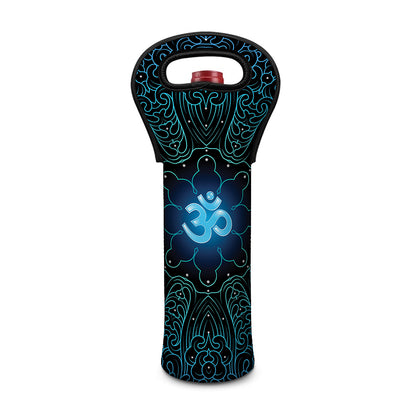 Blue Om Mandala Print Single Neoprene Wine Tote