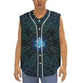 Blue Om Mandala Print Sleeveless Baseball Jersey