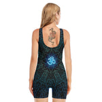 Blue Om Mandala Print Sleeveless One Piece Swimsuit