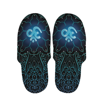 Blue Om Mandala Print Slippers