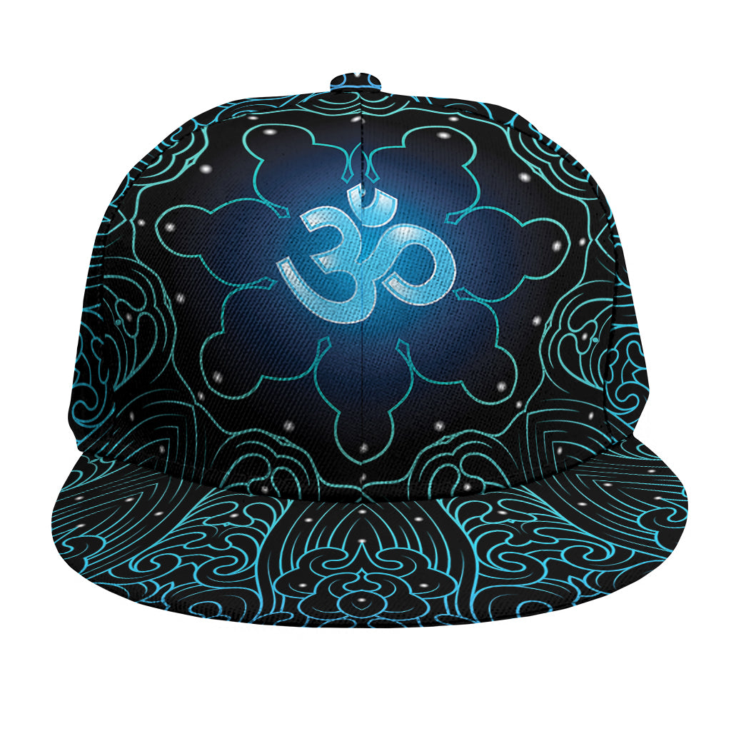 Blue Om Mandala Print Snapback Cap