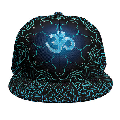 Blue Om Mandala Print Snapback Cap