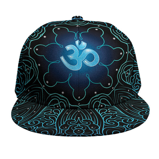 Blue Om Mandala Print Snapback Cap