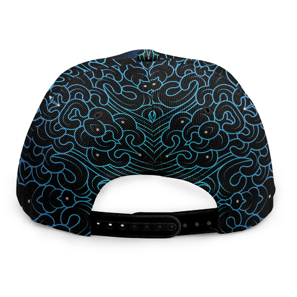 Blue Om Mandala Print Snapback Cap