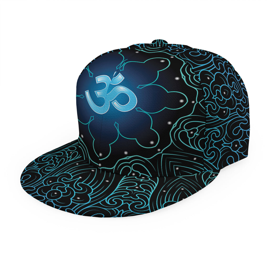 Blue Om Mandala Print Snapback Cap