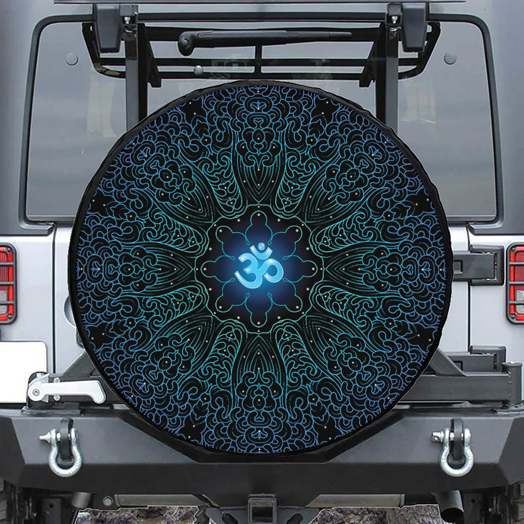 Blue Om Mandala Print Tire Cover