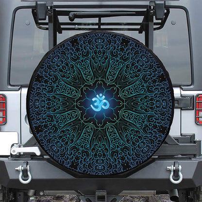 Blue Om Mandala Print Tire Cover