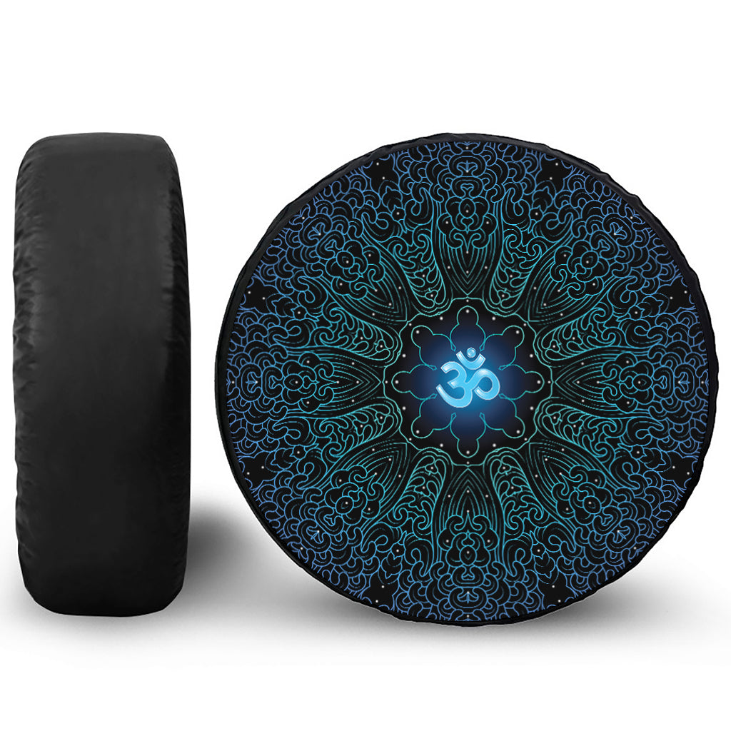 Blue Om Mandala Print Tire Cover