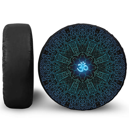 Blue Om Mandala Print Tire Cover