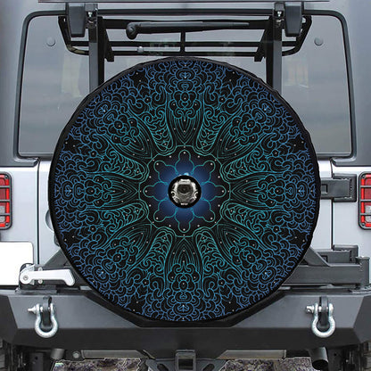 Blue Om Mandala Print Tire Cover With Camera Hole