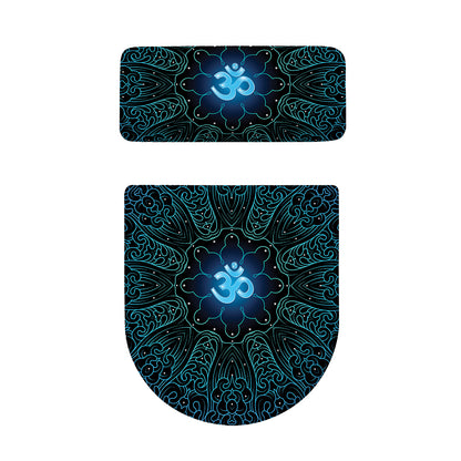 Blue Om Mandala Print Toilet Lid And Tank Cover Set