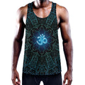 Blue Om Mandala Print Men's Workout Tank Top