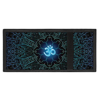 Blue Om Mandala Print Trifold Wallet