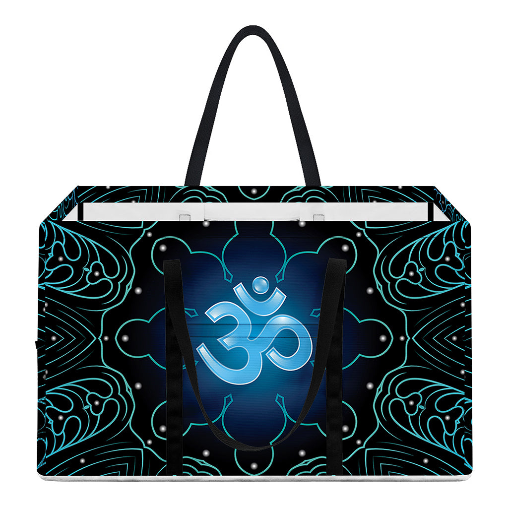 Blue Om Mandala Print Utility Tote Bag