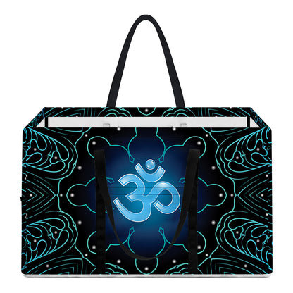 Blue Om Mandala Print Utility Tote Bag